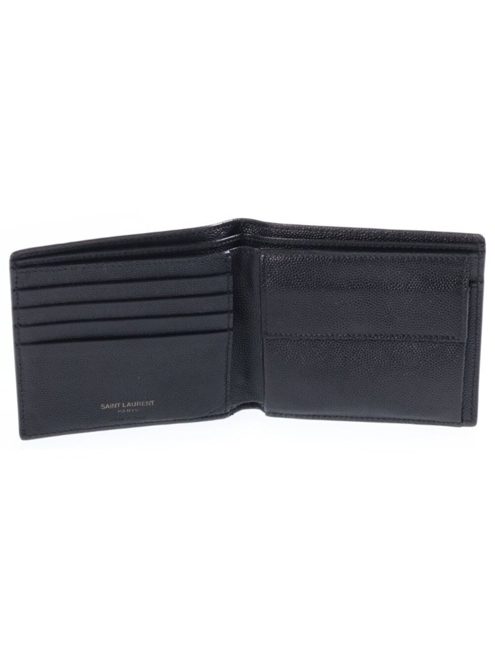 Saint Laurent Paris Logo Embossed Leather Bifold Black Wallet - Picture 6 of 6